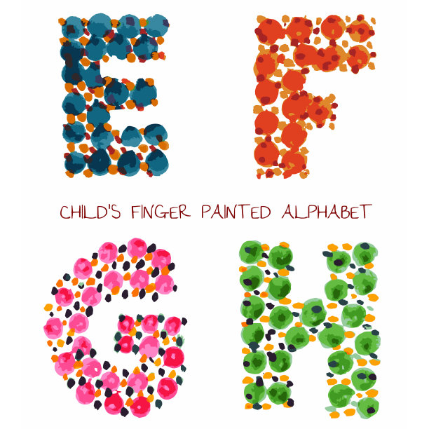 有趣的画字母- e,f,g,h大写字母图片下载