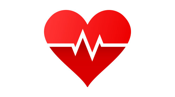 心脏形状与心跳脉搏图标。矢量电子健康标志的概念图片下载