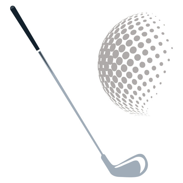高尔夫球棍和球。平面矢量图标图片下载
