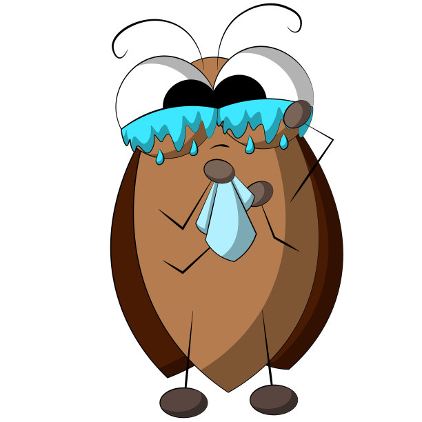 可爱的卡通泪流满面的蟑螂。彩色插图图片下载