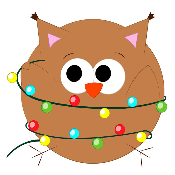 可爱的卡通猫头鹰和花环。彩色插图图片下载
