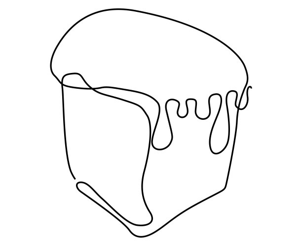 切片和咬的面包。连续的线条画。矢量插图。图片下载