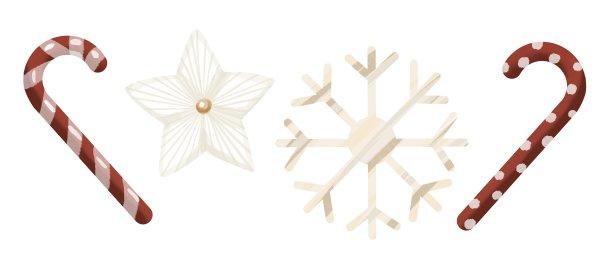 水彩的圣诞节。一套圣诞玩具孤立在白色背景图片下载