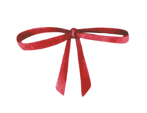 明亮的红色节日弓，用水彩在白色背景上绘制图片下载