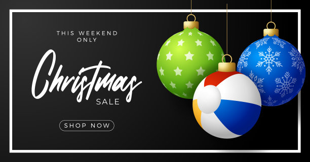 海滩球圣诞卡圣诞假期快乐图片下载