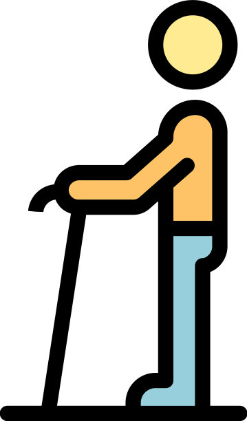 爷爷手杖图标颜色轮廓图片下载