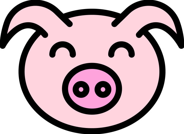 头猪图标颜色轮廓图片下载