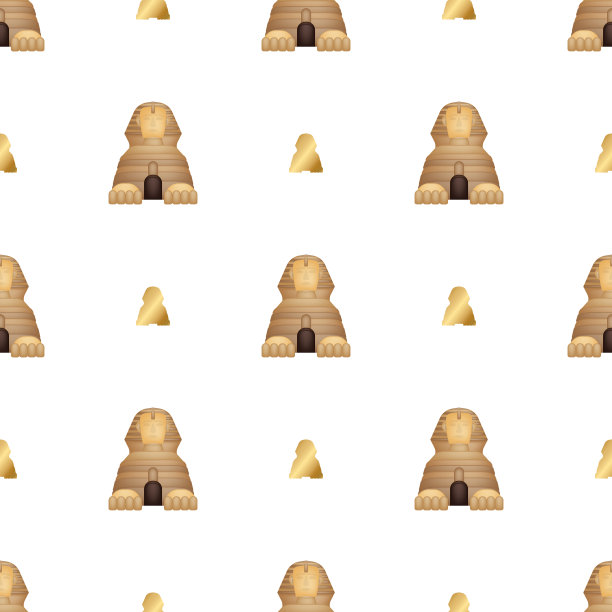 无缝图案与埃及狮身人面像。没完没了的背景。适合制作明信片，包装纸和背景。向量。图片下载