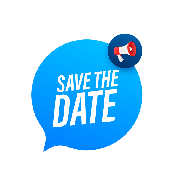 保存日期。徽章，麦克风上的标记。平面矢量图例图片下载