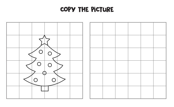 复制圣诞树的图片。孩子们的逻辑游戏。图片下载