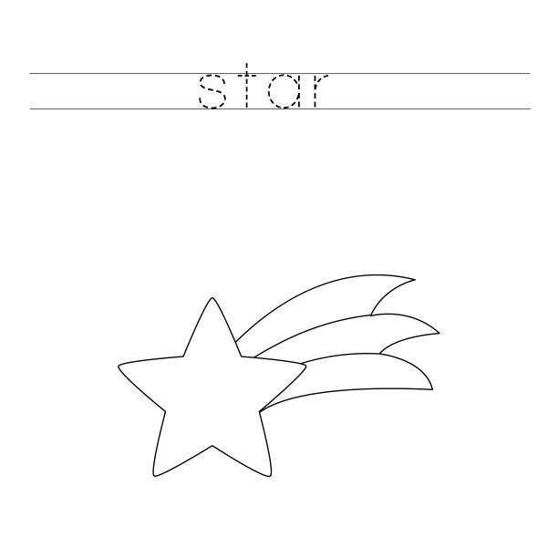 描记字母和彩色黑白圣诞之星。图片下载