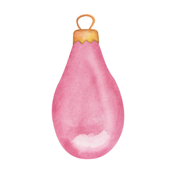 水彩插图手绘粉红色装饰玩具，球小玩意为冷杉树，松树，云杉为圣诞节，新年孤立图片下载