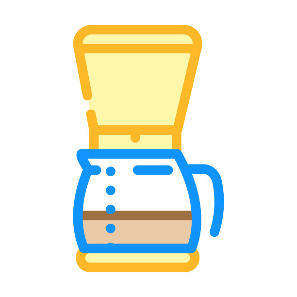 电动间歇泉咖啡机颜色图标矢量插图图片下载