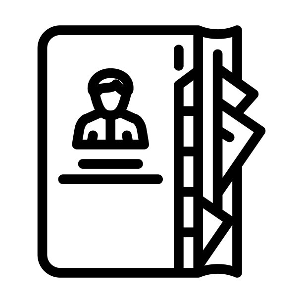 联系人笔记本业务经理线图标矢量插图图片下载