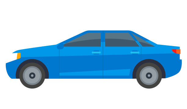 蓝色的汽车。矢量插图上的白色背景。图片下载