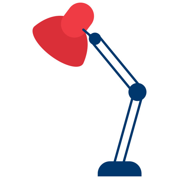 表红色的灯。桌面光源现代红色灯，平面矢量插图孤立。图片下载