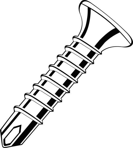 矢量插图的一个螺钉绘制在黑色和白色图片下载