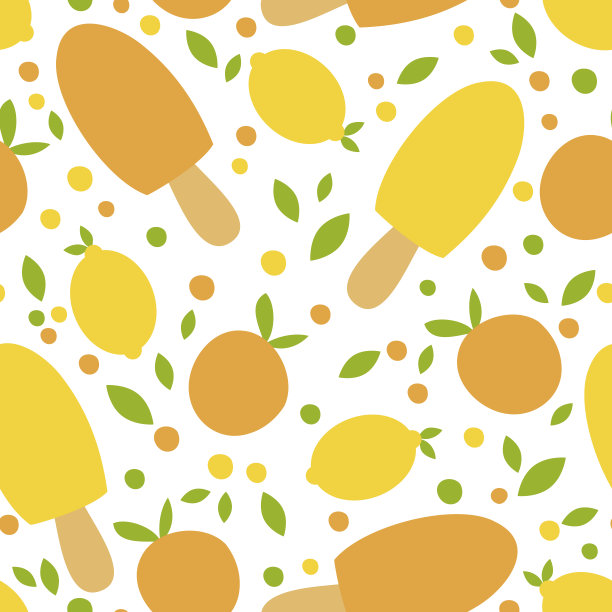 搭配冰淇淋和柑橘的完美夏日图案。图片下载