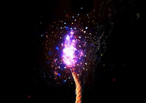 彩色的火花散落在黑暗中的插图图片下载