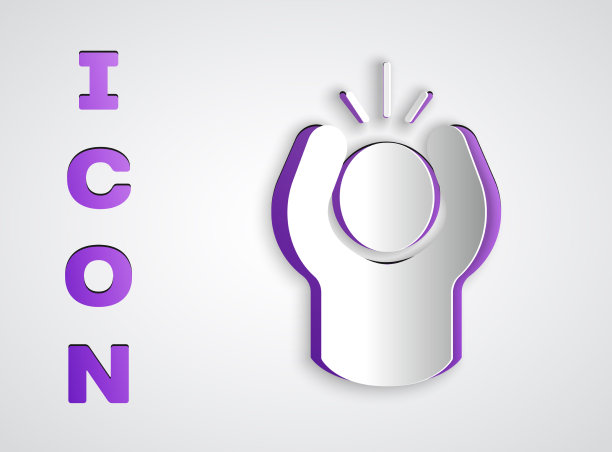 剪纸愤怒图标孤立在灰色背景图片下载