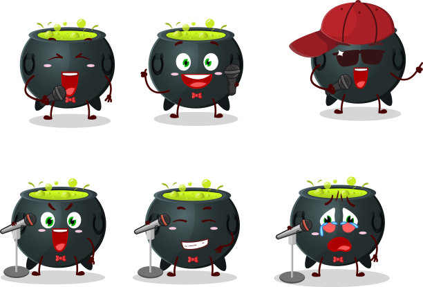 一个可爱的女巫大锅卡通设计概念图片下载