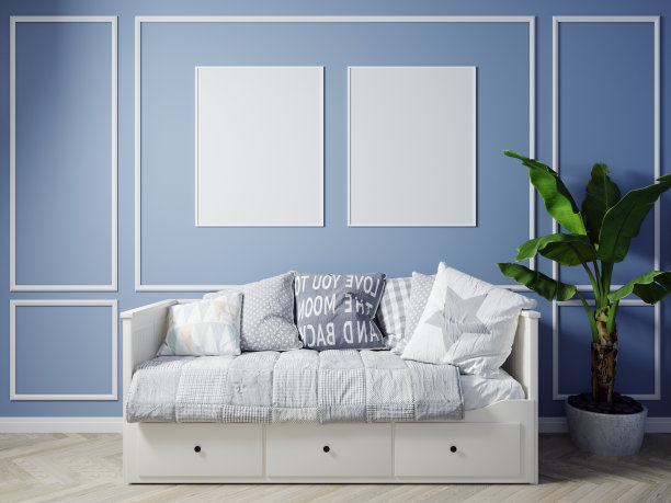 现代客厅室内背景，北欧风格，3D插画。客厅模型图片下载