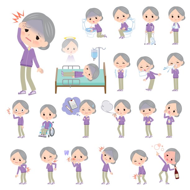 一群穿着运动衫的受伤和生病的老年妇女图片下载