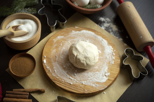 烹饪圣诞背景与烘焙材料图片下载