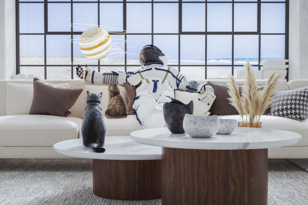 宇航员在客厅里梦见行星图片下载