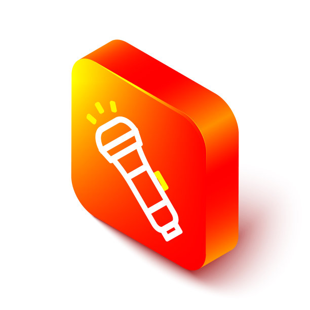 等距线手电筒图标隔离在白色图片下载