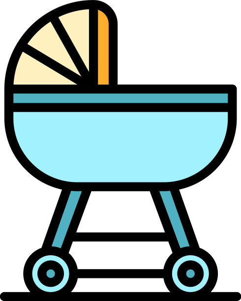 婴儿车图标颜色轮廓图片下载