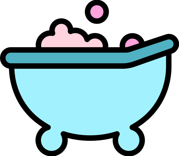 婴儿泡沫浴缸图标颜色轮廓图片下载