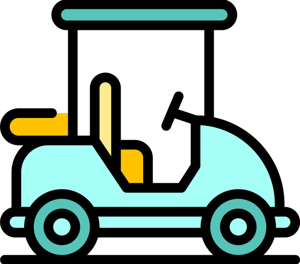 高尔夫俱乐部车图标颜色轮廓图片下载