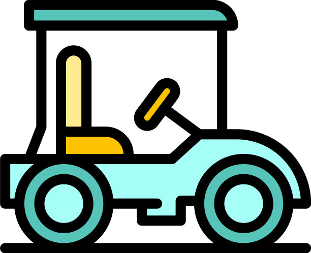 休闲高尔夫球车图标颜色轮廓图片下载