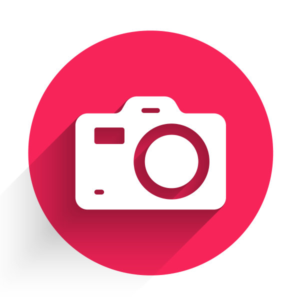 白色照片相机图标孤立与长阴影图片下载