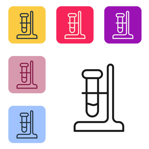 黑色线玻璃试管烧瓶上的图标图片下载