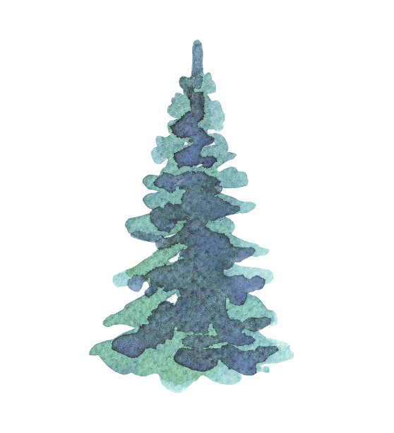 圣诞树。水彩插图。手绘图片下载