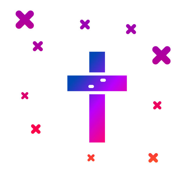 彩色基督教十字架图标孤立在白色图片下载