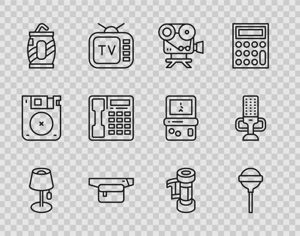 设置线落地灯棒棒糖复古电影摄影机图片下载