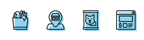 设置罐头食品购物袋和位置线图片下载