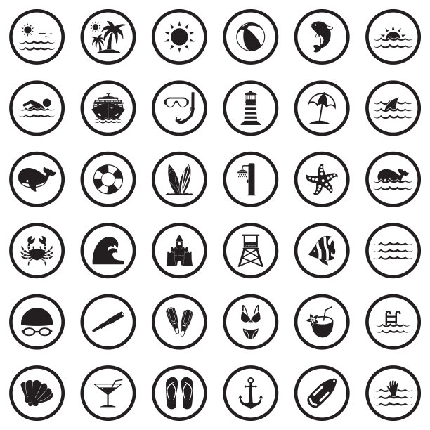 海图标。圆形黑色平面设计。矢量插图。图片下载