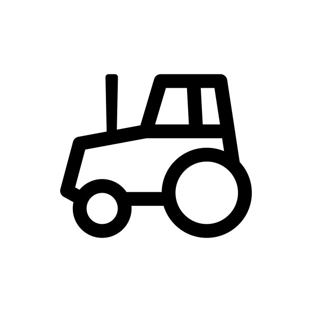 拖拉机图标。农用拖拉机。黑色轮廓线轮廓。侧视图。矢量简单的平面图形插图。在白色背景上孤立的物体。隔离。图片下载