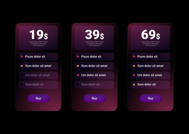 表价格比较与模糊效果。为网站和应用程序的价目表或价格表。向量图片下载