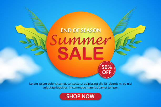 热带夏季出售旗帜模板收集图片下载