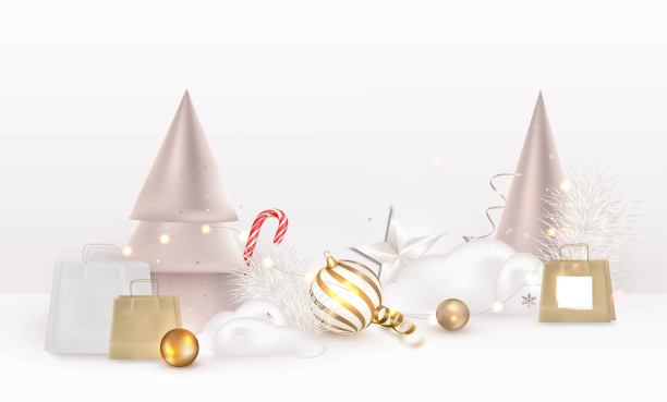 圣诞节新年快乐组合，节日装饰场景模型图片下载