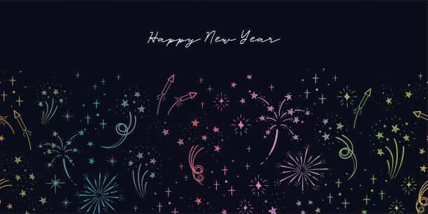 有趣的手绘涂鸦烟花，无缝模式，伟大的纺织品，包装，旗帜，墙纸-矢量设计图片下载