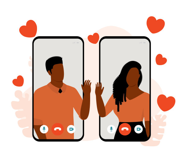在线约会的年轻黑人夫妇。图片下载