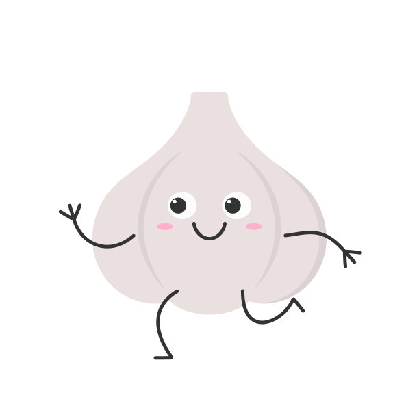 大蒜跑步人物卡通情绪喜悦快乐笑脸图标美丽的矢量插图。图片下载