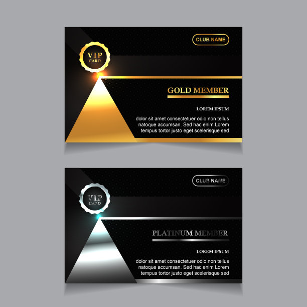 向量VIP金白名片。黑色几何图案背景与优质设计。豪华典雅的图文打印模板布局图片下载