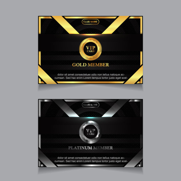 向量VIP金白名片。黑色几何图案背景与优质设计。豪华典雅的图文打印模板布局图片下载